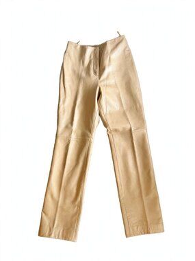Vintage Bagatelle Cream 100% Leather Pants Size Small Straight Leg